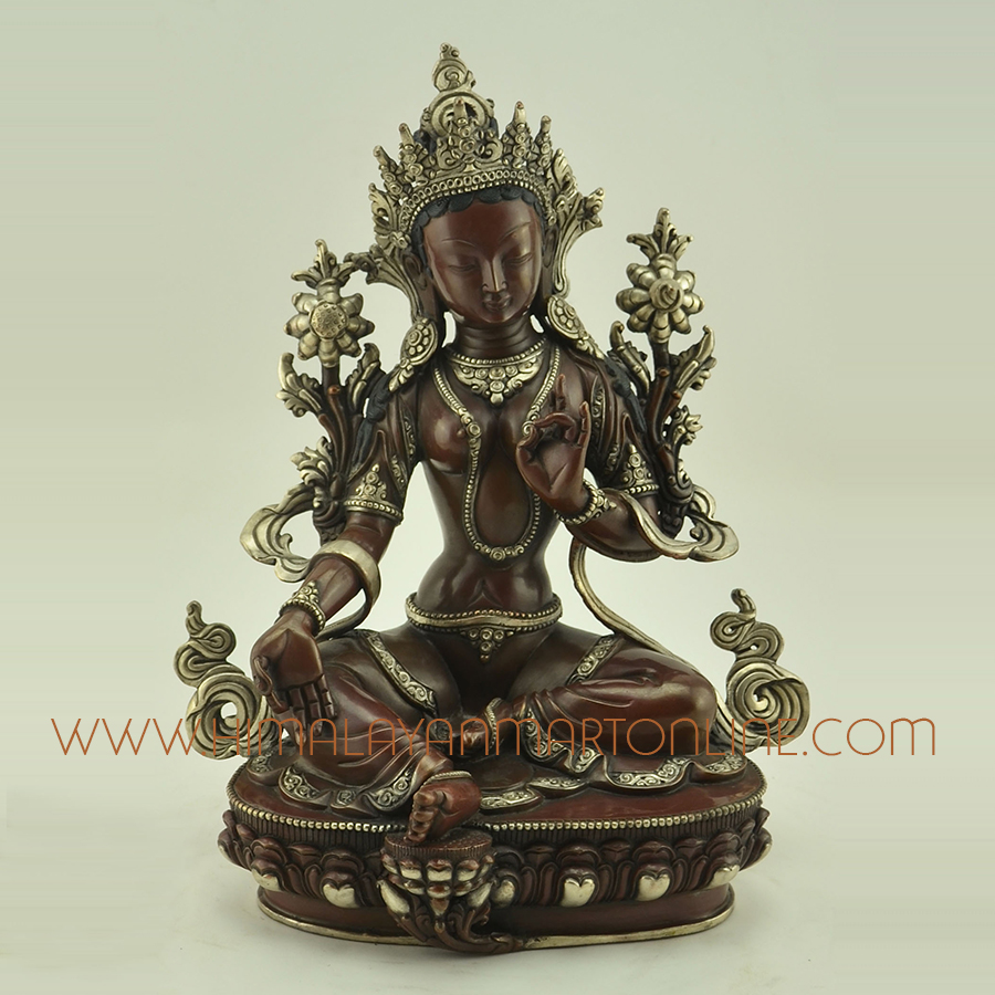 Green Tara Drolma Copper Statue