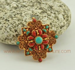 Gold Plated Crossed Dorje Ghau Gau Prayer Box Pendant