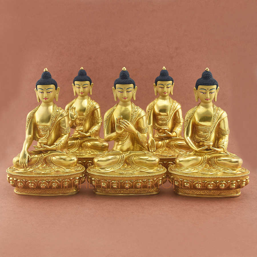 Dhyani Buddha or Pancha Buddha Statues Set