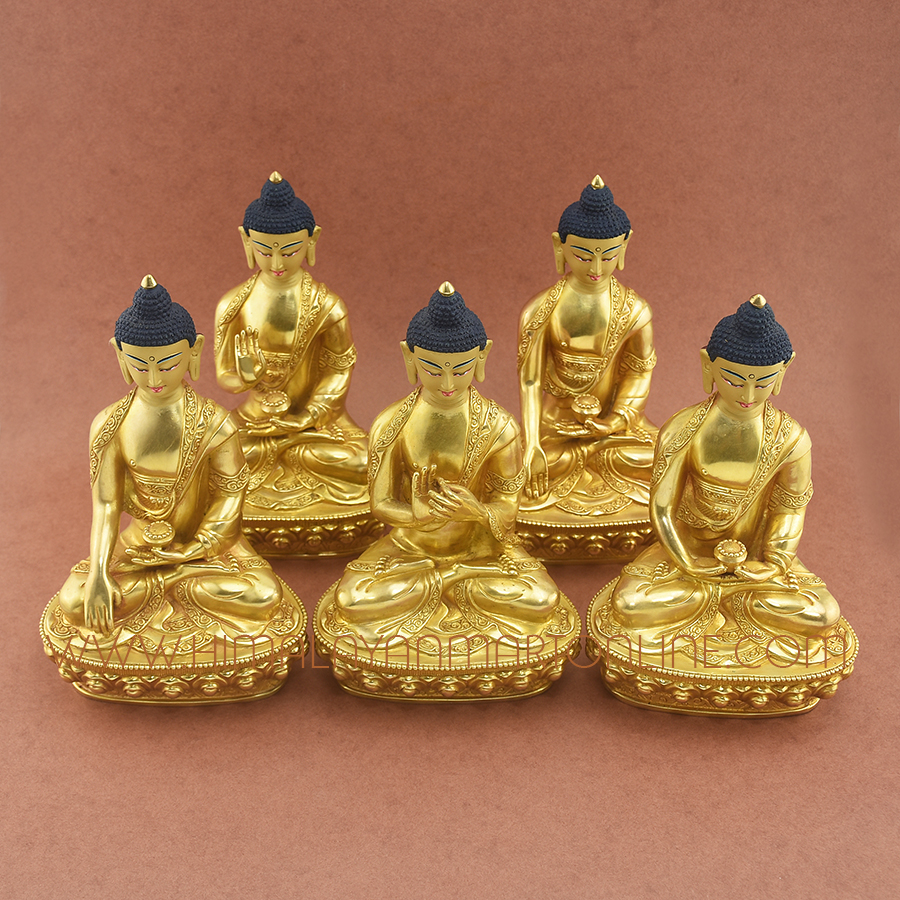 Dhyani Buddha or Pancha Buddha Statues Set