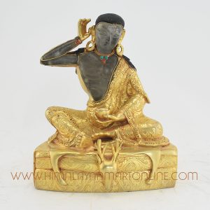 Hand Carved Guru Milarepa Copper Crystal Statue