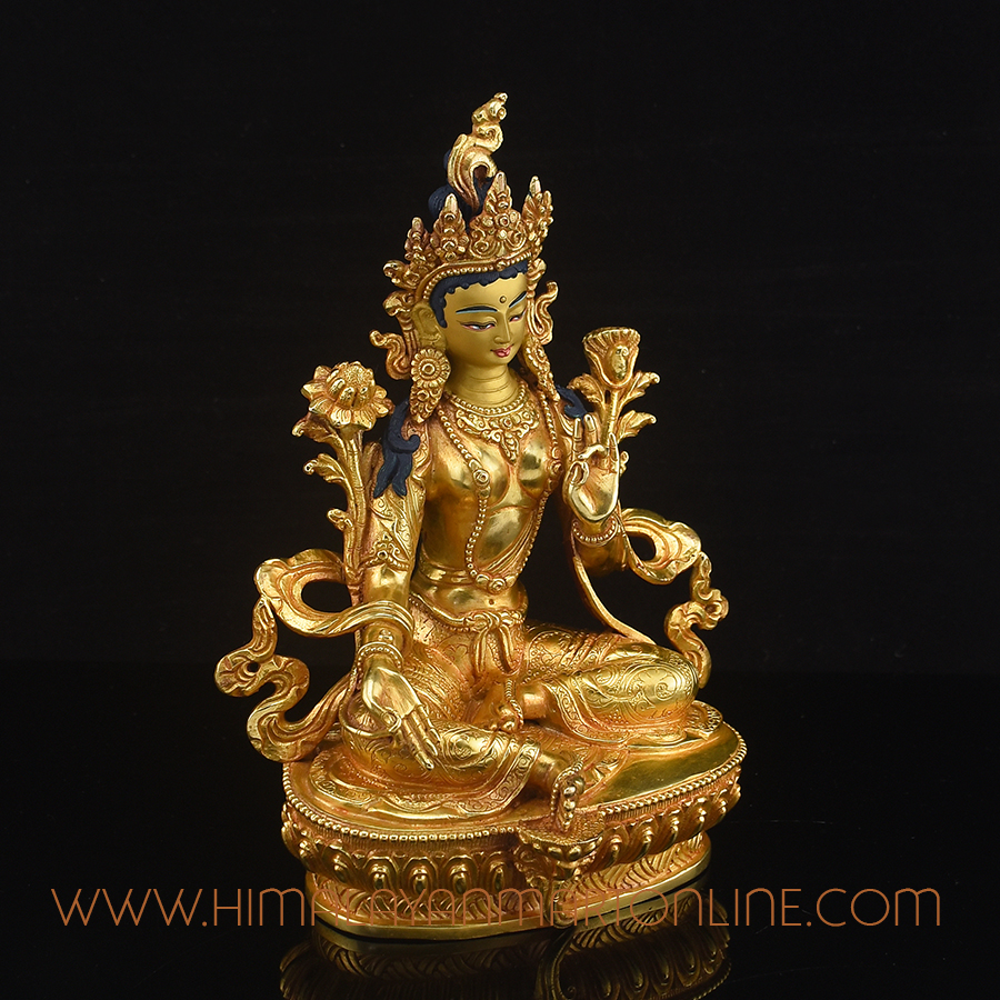 Green Tara Drolma Copper Statue