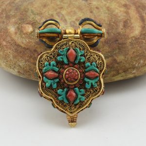 Hand Made Bishwa Bajra Silver Ghau Pendant Bishwa Bajra & Green Tara Ghau Pendant