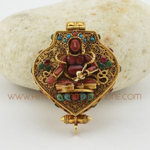 Hand Made Green Tara & Manjushri Silver Ghau Pendant Prayer Box Green Tara & Manjushri Ghau Pendant