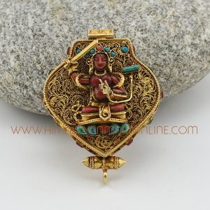 Hand Carved Manjushri & Green Tara Silver Ghau Pendant Manjushri & Green Tara Ghau Pendant