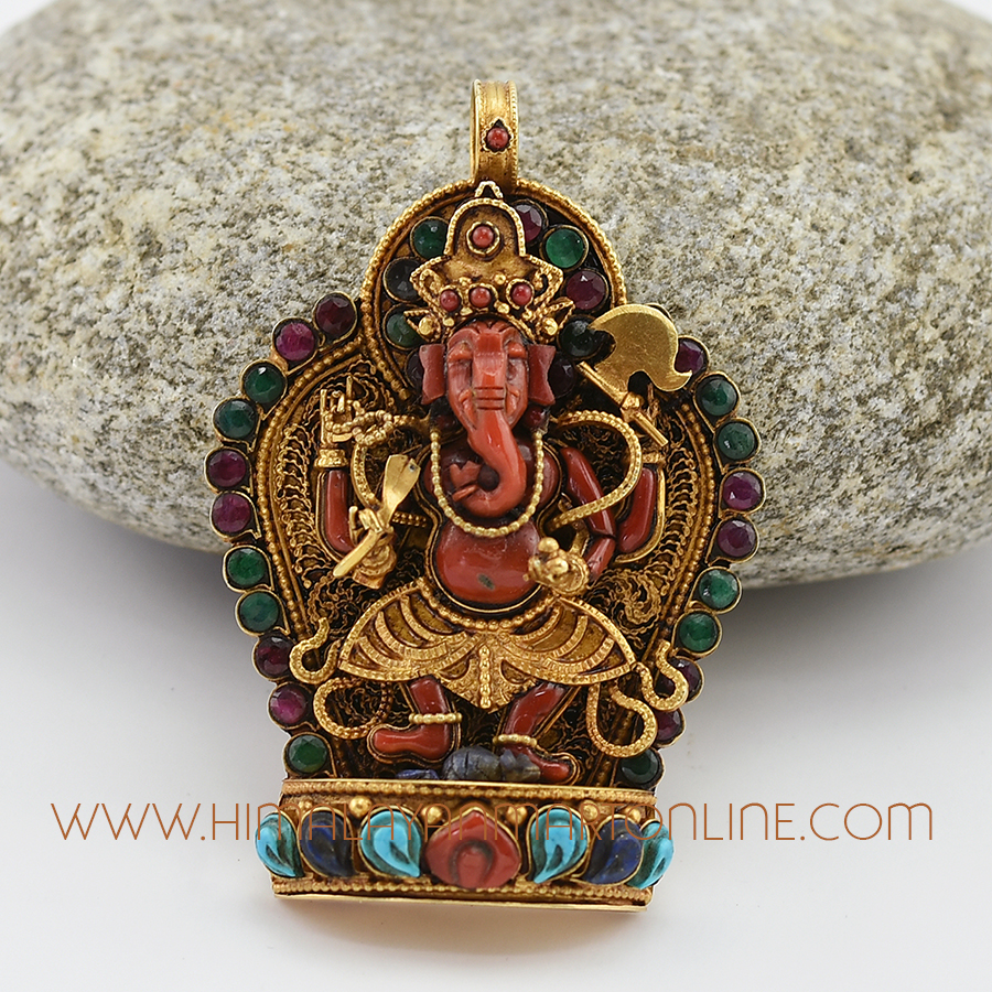 Dancing Ganesha Silver Ghau Pendant