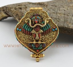 Garuda & Green Tara Silver Ghau Pendant