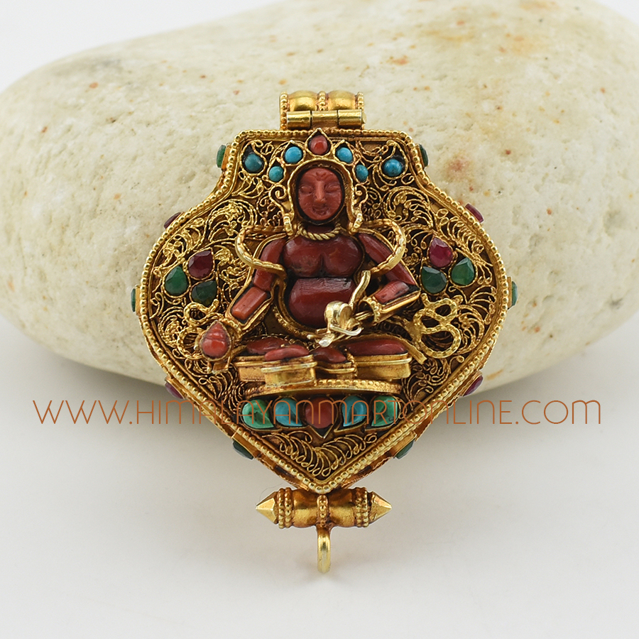 Green Tara & Manjushri Silver Ghau Pendant