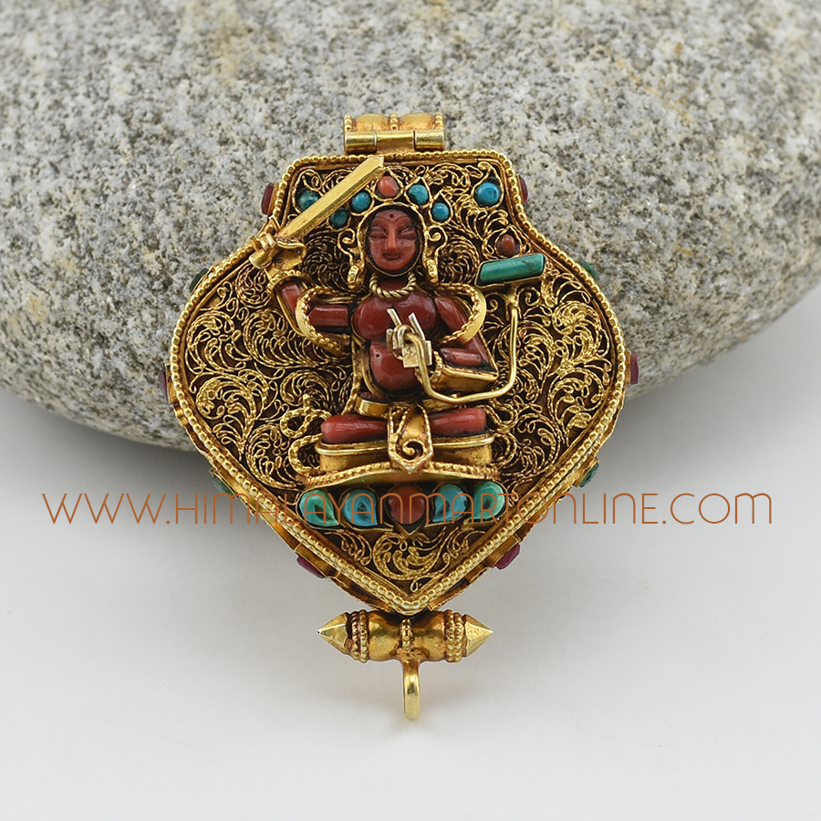 Manjushri & Green Tara Silver Ghau Pendant