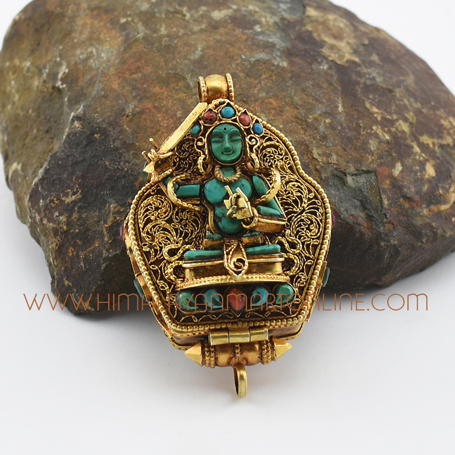 Manjushri & Medicine Buddha Silver Ghau Pendant