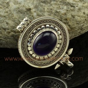 Amethyst Stone Silver Oval Pendant