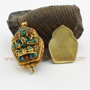 Hand Made Chenrezig Silver Ghau Pendant Prayer Box Chenrezig Ghau Pendant