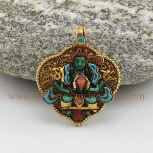 Hand Made Chenrezig Silver Pendant from Patan, Nepal Chenrezig Pendant