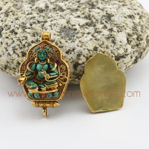Hand Made Green Tara Silver Ghau Pendant Prayer Box