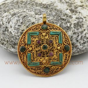 Hand Made Mandala Kalachakra Silver Pendant Patan, Nepal Mandala Kalachakra Pendant