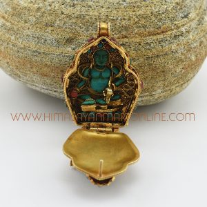 Hand Made Medicine Buddha & Yellow Dzambhala Silver Ghau Pendant Prayer Box Medicine Buddha & Yellow Dzambhala Ghau Pendant