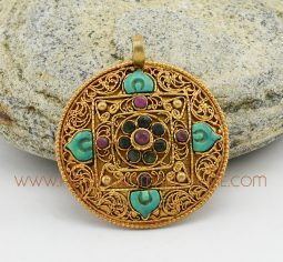 Kalachakra Mandal Silver Pendant