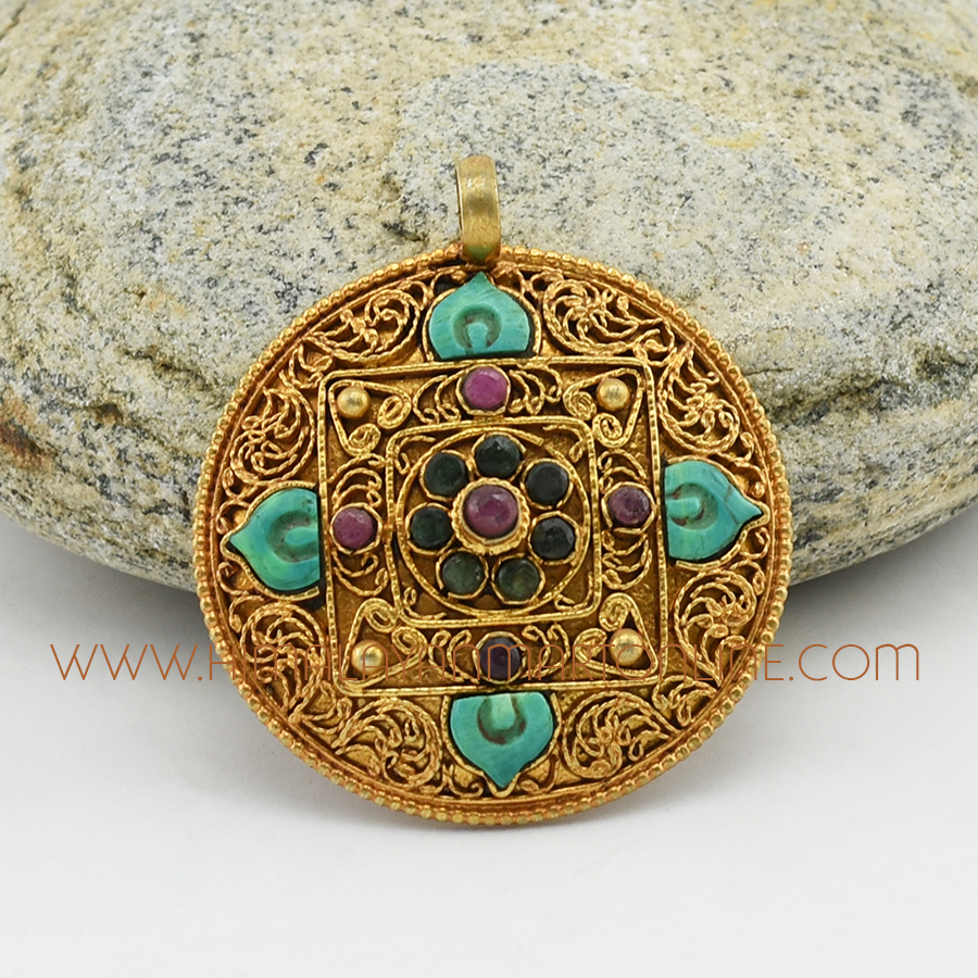Kalachakra Mandal Silver Pendant