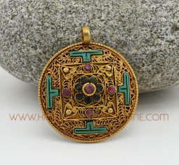 Kalachakra Mandala Silver Pendant
