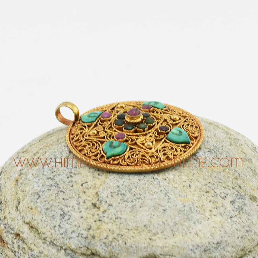 Kalachakra Mandal Silver Pendant