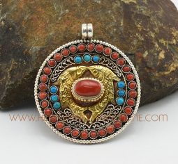 Twin Golden Fish Silver Pendant