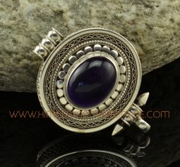 Amethyst Stone Silver Oval Pendant