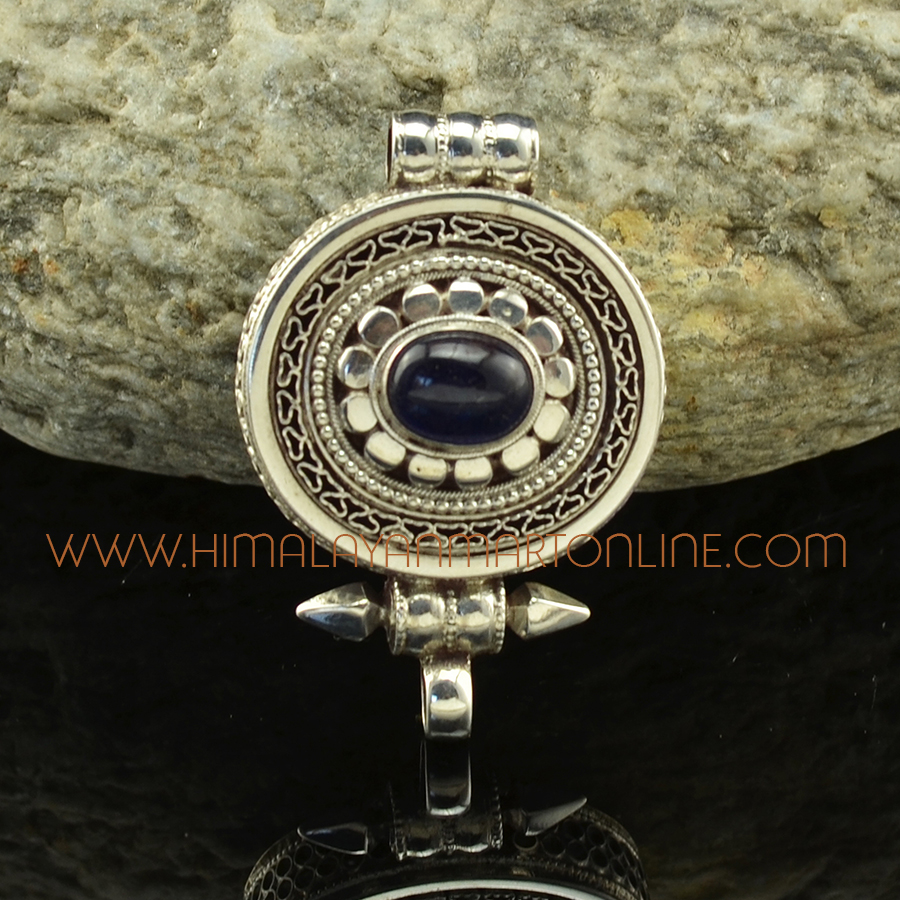 Blue Sapphire Stone Silver Pendant