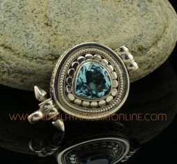 Blue Topaz Stone Silver Pendant