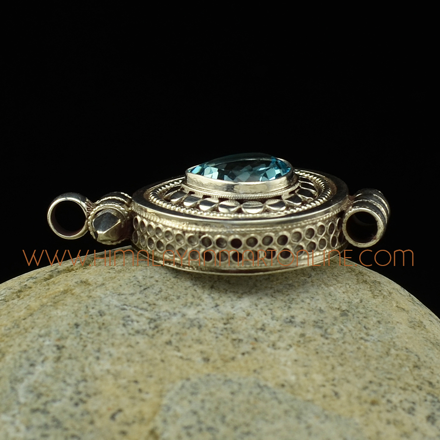 Blue Topaz Stone Silver Pendant