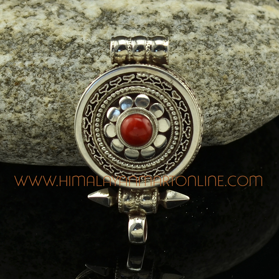 Coral Stone Silver Pendant Ghau
