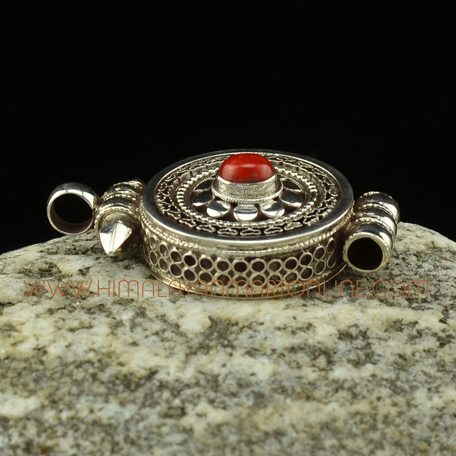 Coral Stone Silver Pendant Ghau