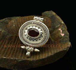 Garnet Stone Silver Pendant