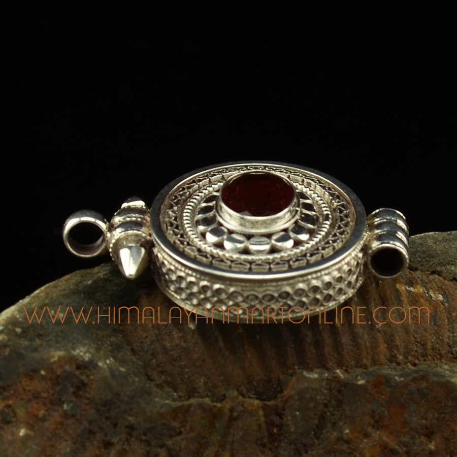 Garnet Stone Silver Pendant