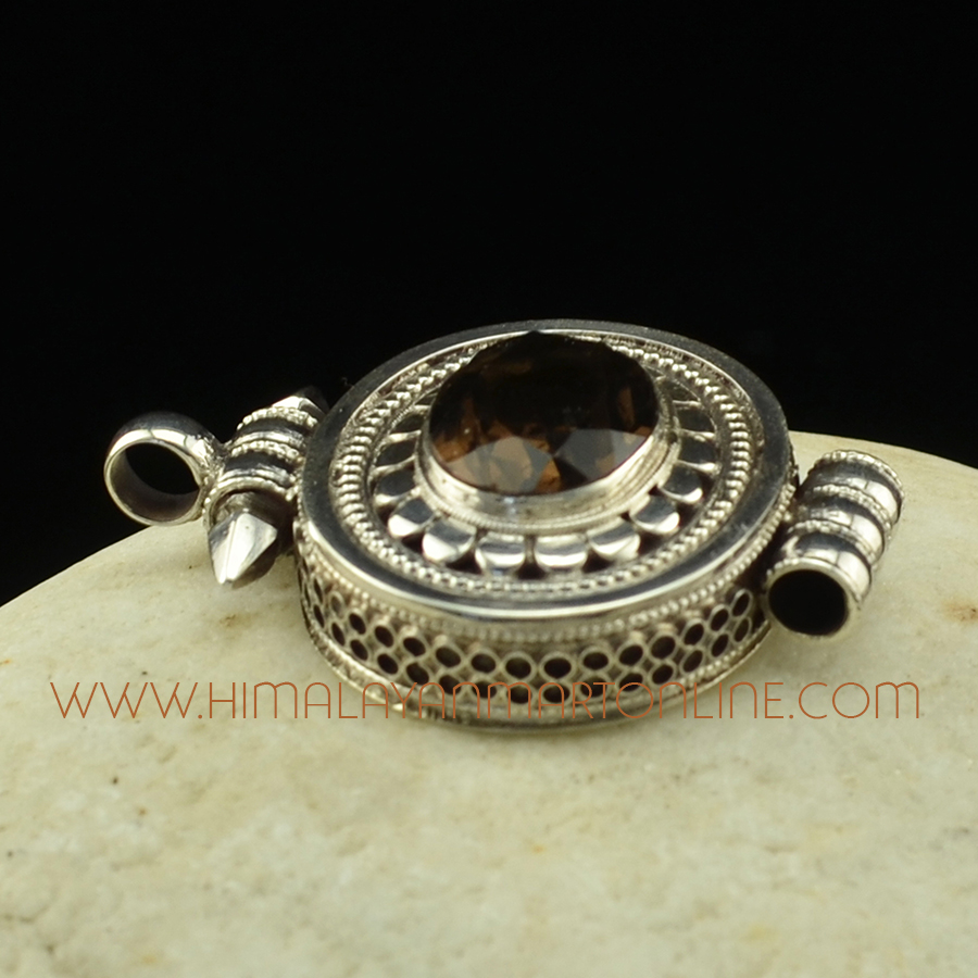 Smoky Quartz Stone Silver Pendant