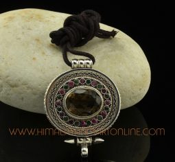 Smoky Topaz Stone Silver Ghau Pendant