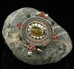 Yellow Sapphire Stone Silver Ghau Pendant
