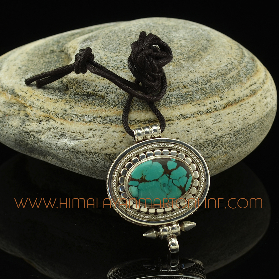 Turquoise Stone Silver Pendant