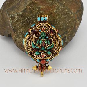 Chenresi Avalokeshvara Silver Ghau Pendant