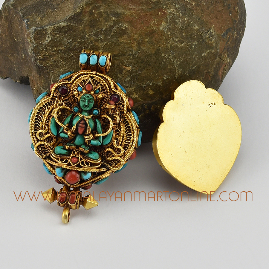 Chenresi Avalokeshvara Silver Ghau Pendant