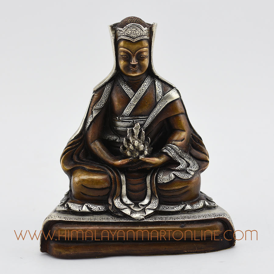 Gampopa Oxidized Copper Statue