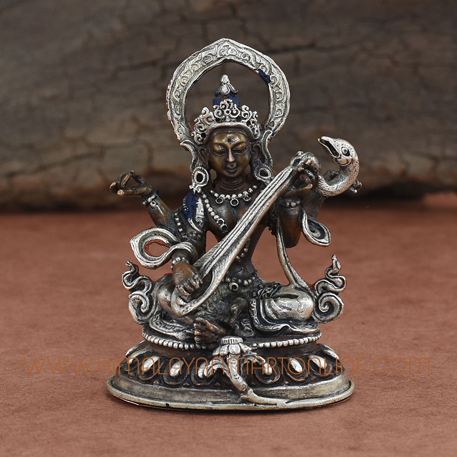 Small Saraswati Copper Statue