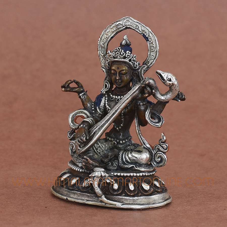 Small Saraswati Copper Statue