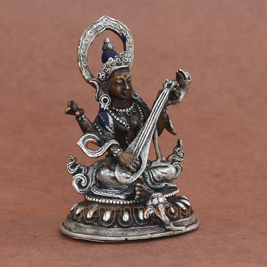 Small Saraswati Copper Statue