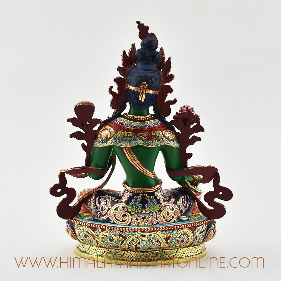 Painted Green Tara Statue