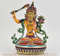 Hand Painted Manjushri Copper Statue