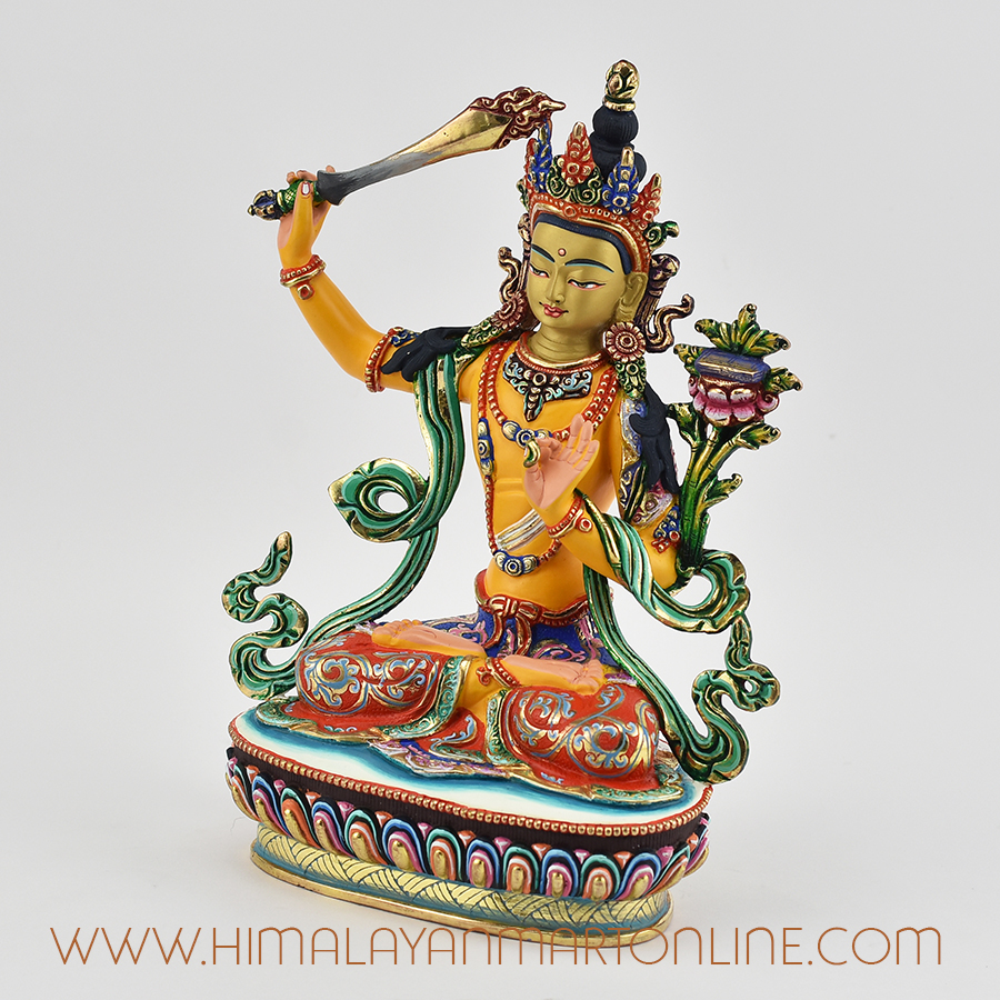 Hand Painted Manjushri Statue