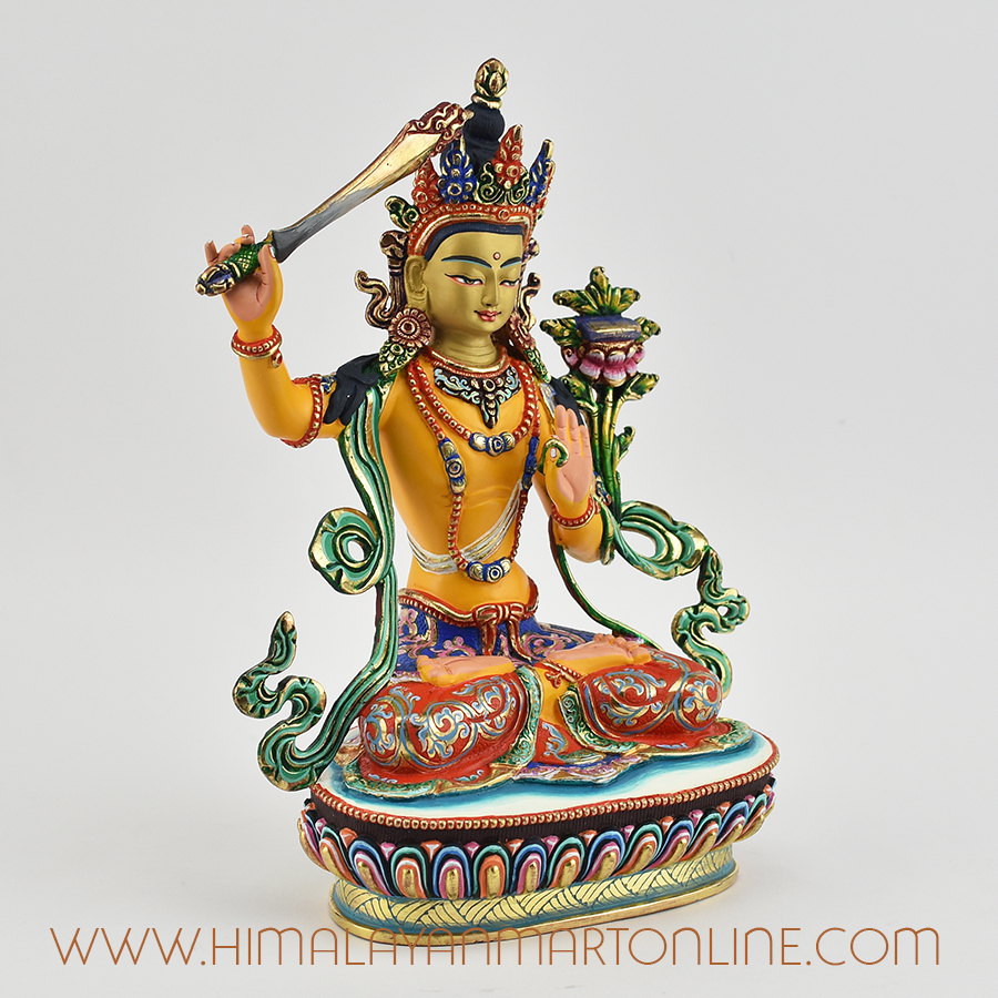 Hand Painted Manjushri Statue