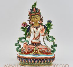 Hand Painted White Tara Copper Statue