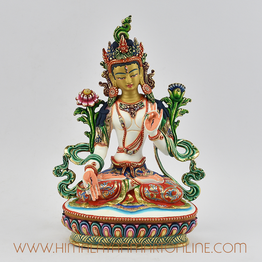 Painted White Tara Statue