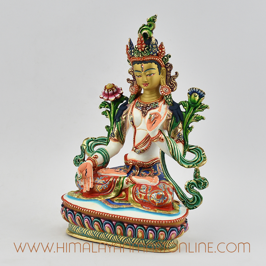 Painted White Tara Statue